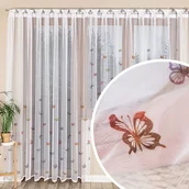 Firany - Długa gotowa firana żakardowa z otworami na drążek, Motylki, kolor biały z kolorowym nadrukiem, rozmiar: 145x220 - miniaturka - grafika 1