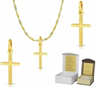 Biżuteria dla dzieci - Złoty łańcuszek pr. 585 KRZYŻYK KRZYŻ 50 cm DEDYKACJA SZ1KZ1 - miniaturka - grafika 1