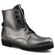 Botki damskie - Srebrne Botki Damskie Karino Stylowe Obuwie - miniaturka - grafika 1