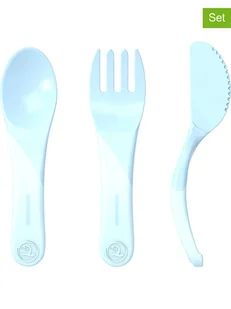 Twistshake 3-częściowy zestaw sztućców w kolorze niebieskim - dł. 22 cm - Sztućce dla dzieci - miniaturka - grafika 1