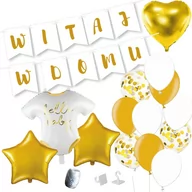 Balony i akcesoria - Box WITAJ W DOMU - zestaw balonów - złoty - miniaturka - grafika 1
