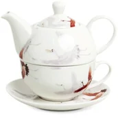 Kuchnie świata - Zestaw do herbaty Tea For One, porcelanowy Żurawie 400ml - Royal Tea - miniaturka - grafika 1