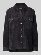 Bluzki damskie - Bluzka koszulowa o luźnym kroju z imitacji sztruksu model ‘EFFI’ - miniaturka - grafika 1