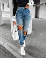 Spodnie damskie - Spodnie jeansowe damskie OLAVOGA HORIZON 2024 niebieskie M - Fashionplace - miniaturka - grafika 1