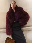 Swetry damskie - Reserved - Wełniany kardigan - ciemnofioletowy - miniaturka - grafika 1