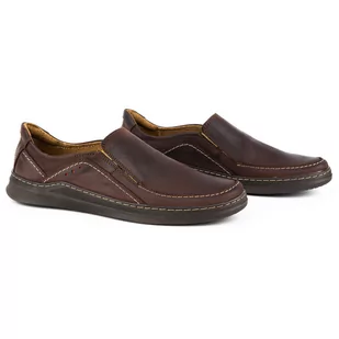 Buty męskie wsuwane skórzane SLIP-ON 216GT brązowe - Buty Olivier - Półbuty męskie - miniaturka - grafika 1