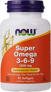 Now Foods NOW Omega 3-6-9 SUPER 90 kaps. układ krążenia, skóra, zdrowe stawy N1839 - Witaminy i minerały - miniaturka - grafika 1
