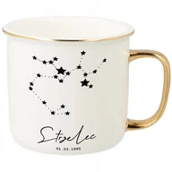 Kubki - KUBEK UCHO RANT ZŁOTY PORCELANOWY RETRO PREZENT DLA ZODIAKARY SKORPION WZ - miniaturka - grafika 1