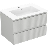 Szafki łazienkowe - Mexen Rivel szafka łazienkowa 70 cm z umywalką Otis, 2 szuflady, ryflowana , szara mat/biała mat - 91A20-07047-2-BFF62-W18M01 - miniaturka - grafika 1