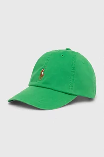 Czapki męskie - Polo Ralph Lauren czapka z daszkiem kolor zielony gładka - grafika 1