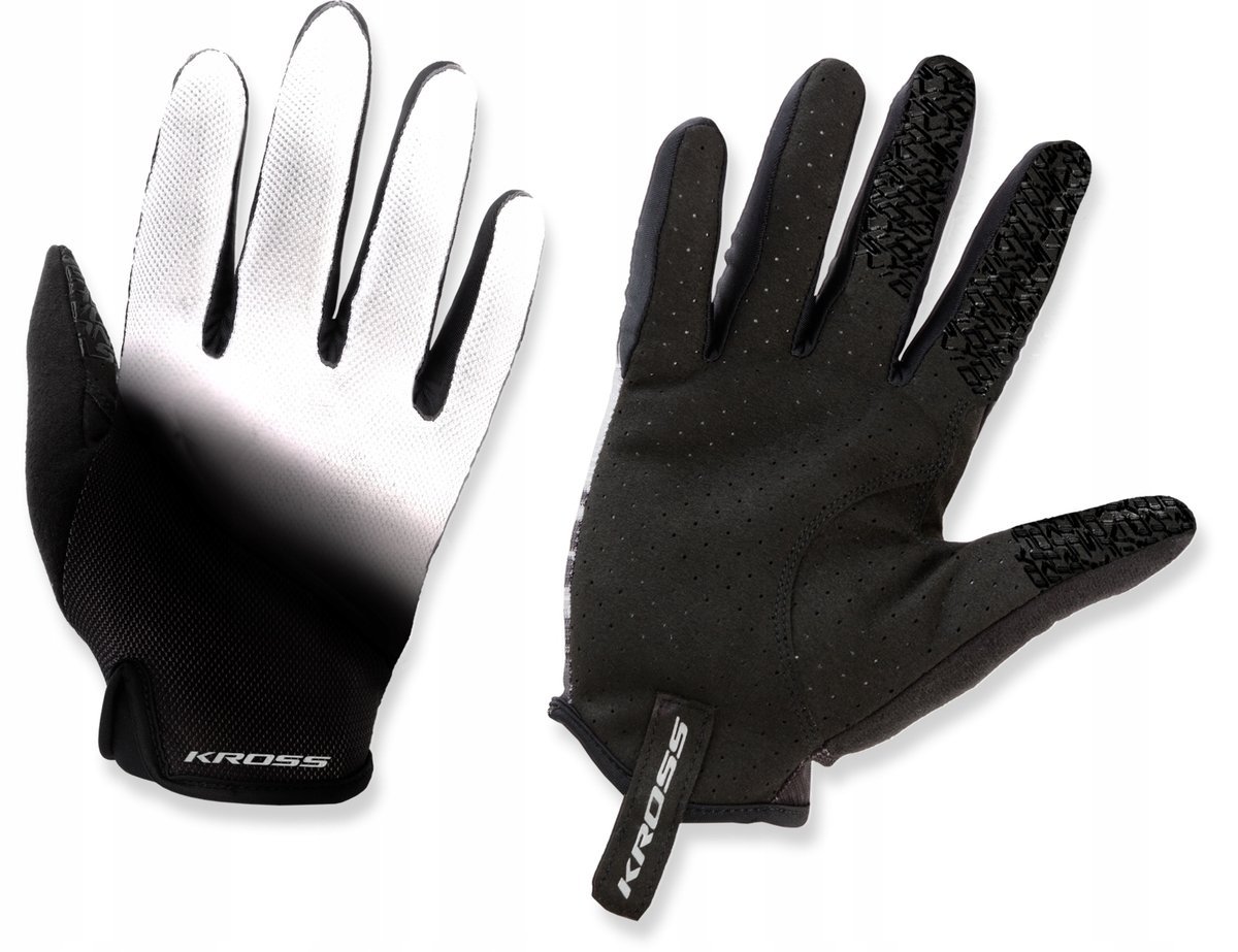 Rękawiczki rowerowe KROSS RACE LONG 3.0 M CZARNO BIAŁE