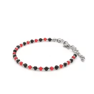 Bransoletki - Bransoletka Czarny Turmalin, Czerwony Spinel - kamienie naturalne 16-20cm KAM659 stal chir. - miniaturka - grafika 1