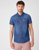 Koszule męskie - Koszula Męska Wrangler Ss Western Shirt Mid Summer W5J05K30P-S - miniaturka - grafika 1