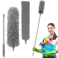 Inne artykuły do sprzątania - Teleskopowa miotełka do kurzu 2 końcówki ZOSIA 280 cm szara - miniaturka - grafika 1