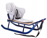 Sanki i ślizgacze - MOCNE SANKI JEE GRANATOWE OPARCIE MATERAC SZARY dla dzieci Polskie Metalowe - miniaturka - grafika 1