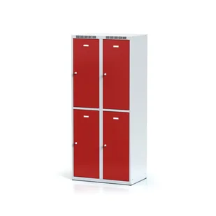 Alfa 3 Metalowa szafka ubraniowa 4-drzwiowa, drzwi czerwone, zamek obrotowy 1261751 - Szafki BHP - miniaturka - grafika 1