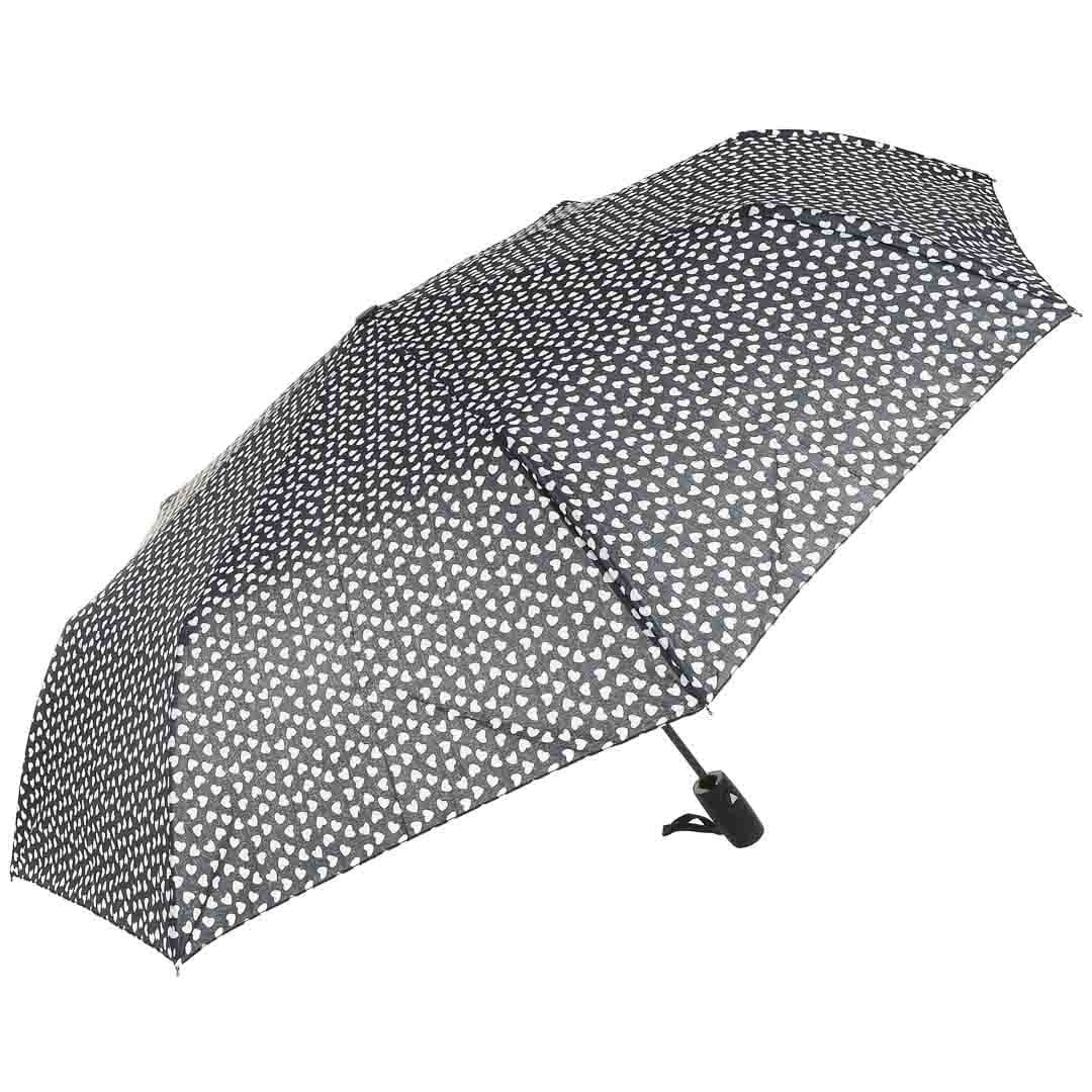 Parasol czarny w serca damski półautomat