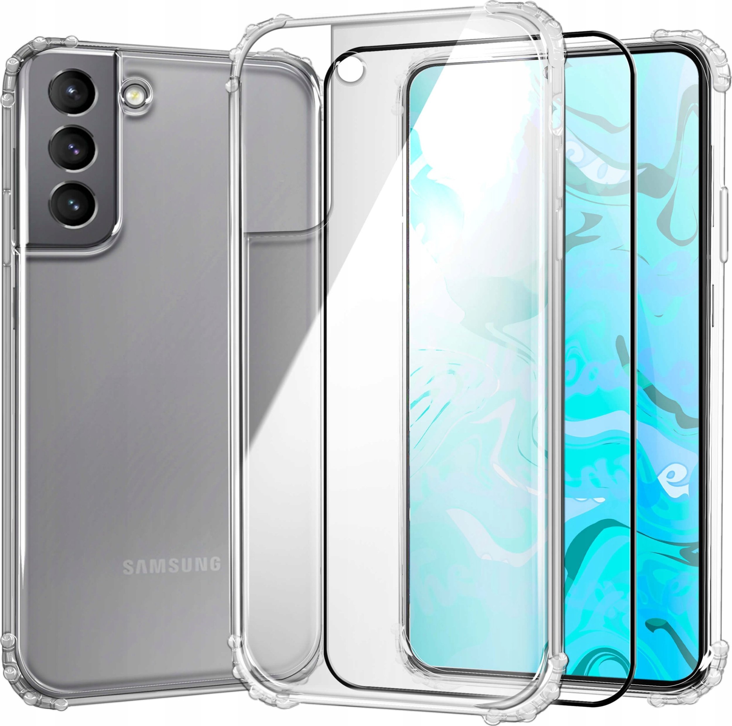 Hello Case Etui Do Samsung Galaxy S21 FE 5G Pancerne, Przezroczyste, Guma Szkło 5D