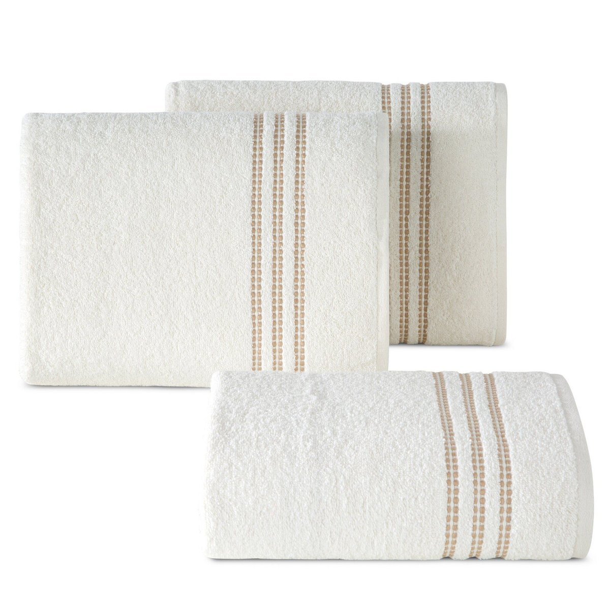 Ręcznik SEBA 50x90 cm kremowy bordiura pasy bawełna 480 g/m²