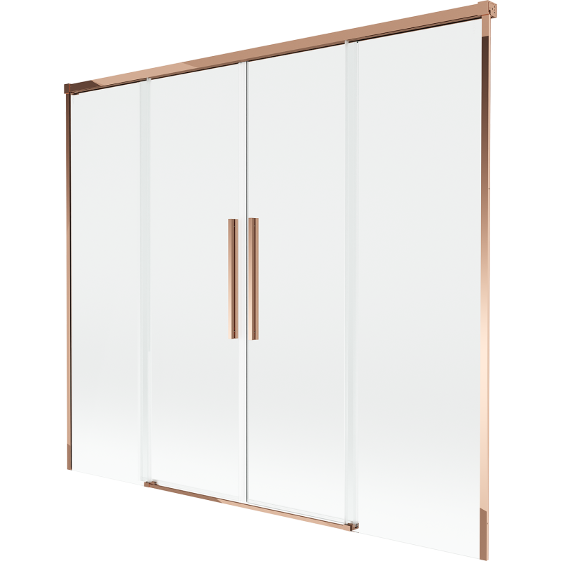 Mexen Rox parawan nawannowy 2-skrzydłowy rozsuwany 180 x 150 cm, transparent, różowe złoto - 8C9-180-002-60-00