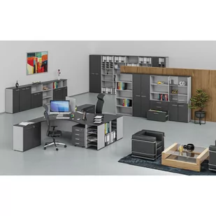 Regał biurowy PRIMO GRAY, 1087 x 800 x 420 mm, szary/grafit - Regały biurowe - miniaturka - grafika 1