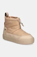 Śniegowce damskie - Tommy Hilfiger śniegowce FLAG NYLON MINI SNOWBOOT kolor beżowy FW0FW08334 - miniaturka - grafika 1