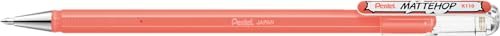 Pentel K110-VP2X Mattehop żelowe pióro kulkowe z wysoko kryjącym tuszem o matowym wykończeniu, model z nasadką, 1 sztuka, koralowe