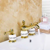 Baterie umywalkowe - Bateria umywalkowa retro PALOMA złota - miniaturka - grafika 1
