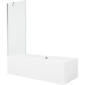 Wanny - Mexen Cube wanna prostokątna 170 x 80 cm z obudową i parawanem 1-skrzydłowym 70 cm, transparent, chrom - miniaturka - grafika 1