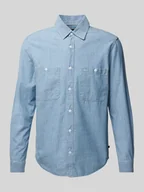 Koszule męskie - Koszula jeansowa o kroju regular fit z czystej bawełny - miniaturka - grafika 1