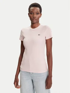 Lacoste T-Shirt TF5538 Różowy Slim Fit - Koszulki i topy damskie - miniaturka - grafika 1