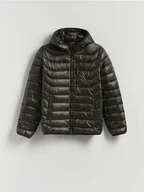 Kurtki męskie - Reserved - Pikowana kurtka z kapturem - ciemnozielony - miniaturka - grafika 1