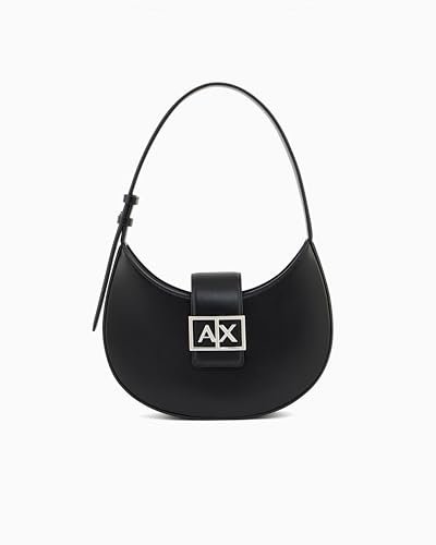 Armani Exchange Jodie srebrny zamek błyskawiczny, czarne metalowe logo