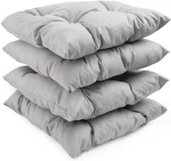 Poduszki na krzesła - zestaw 4 poduszek na krzesło 40x40x5 cm, poduszka ogrodowa, poduszka na siedzisko pikowana poduszka dekoracyjna, jasnoszara, gruba poliestrowa poduszka pikowana na krzesła i meble ogrodowe, do wnętrz i na zewnątrz, jasnoszara - miniaturka - grafika 1