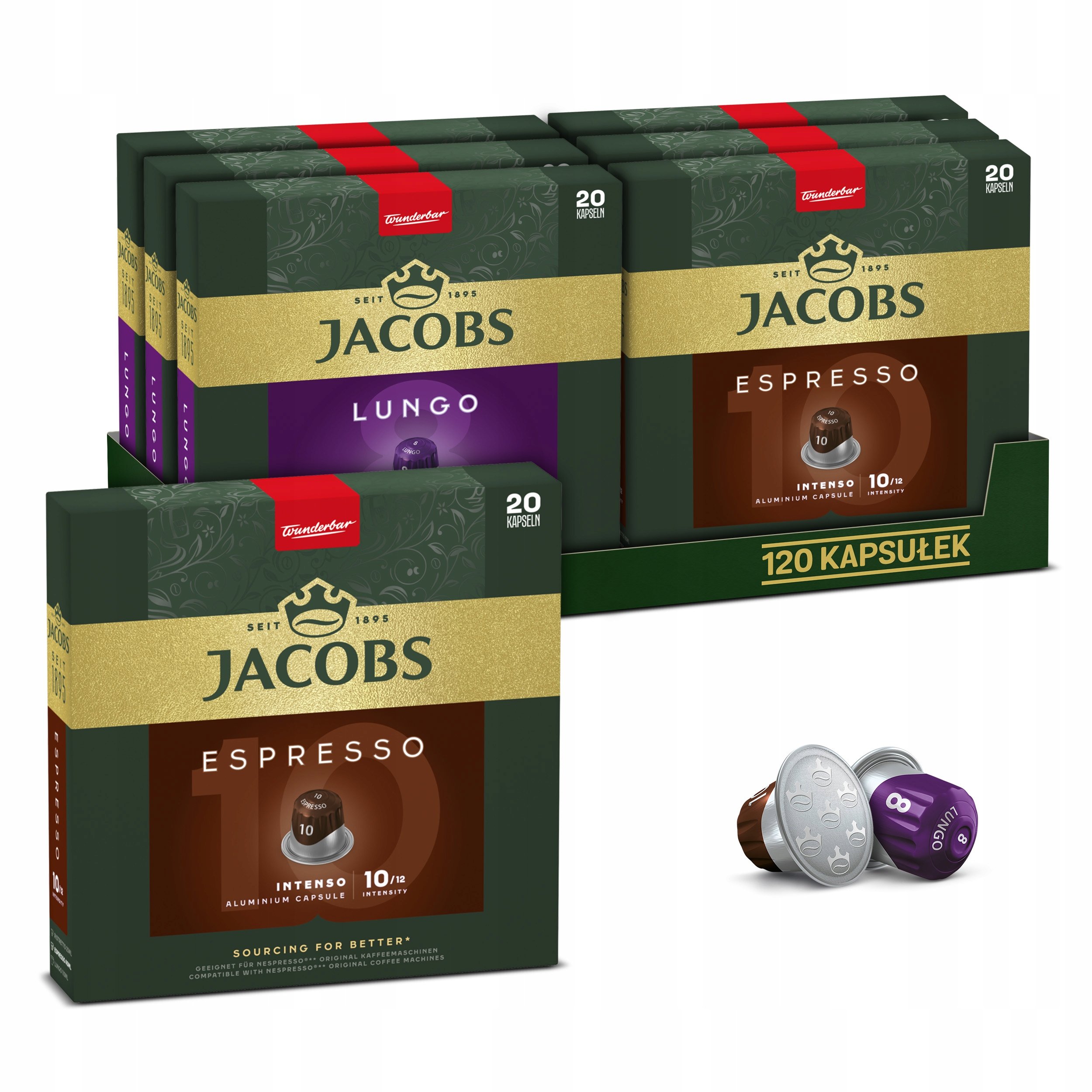 Kapsułki Jacobs do Nespresso(r)* Espresso, Lungo 8, 6+1 opakowanie Gratis!