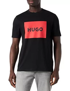 Koszulki męskie - HUGO Męski T-shirt Dulive222 z bawełnianego dżerseju z okrągłym dekoltem i logo bokserskie, Black001, L - grafika 1
