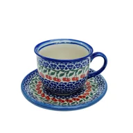 Filiżanki - Ceramiczna filiżanka ze spodkiem Ceramika Bolesławiec - miniaturka - grafika 1