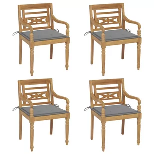 vidaXL Krzesła Batavia z poduszkami 4 szt. lite drewno tekowe 3073296 - Fotele i krzesła ogrodowe - miniaturka - grafika 1