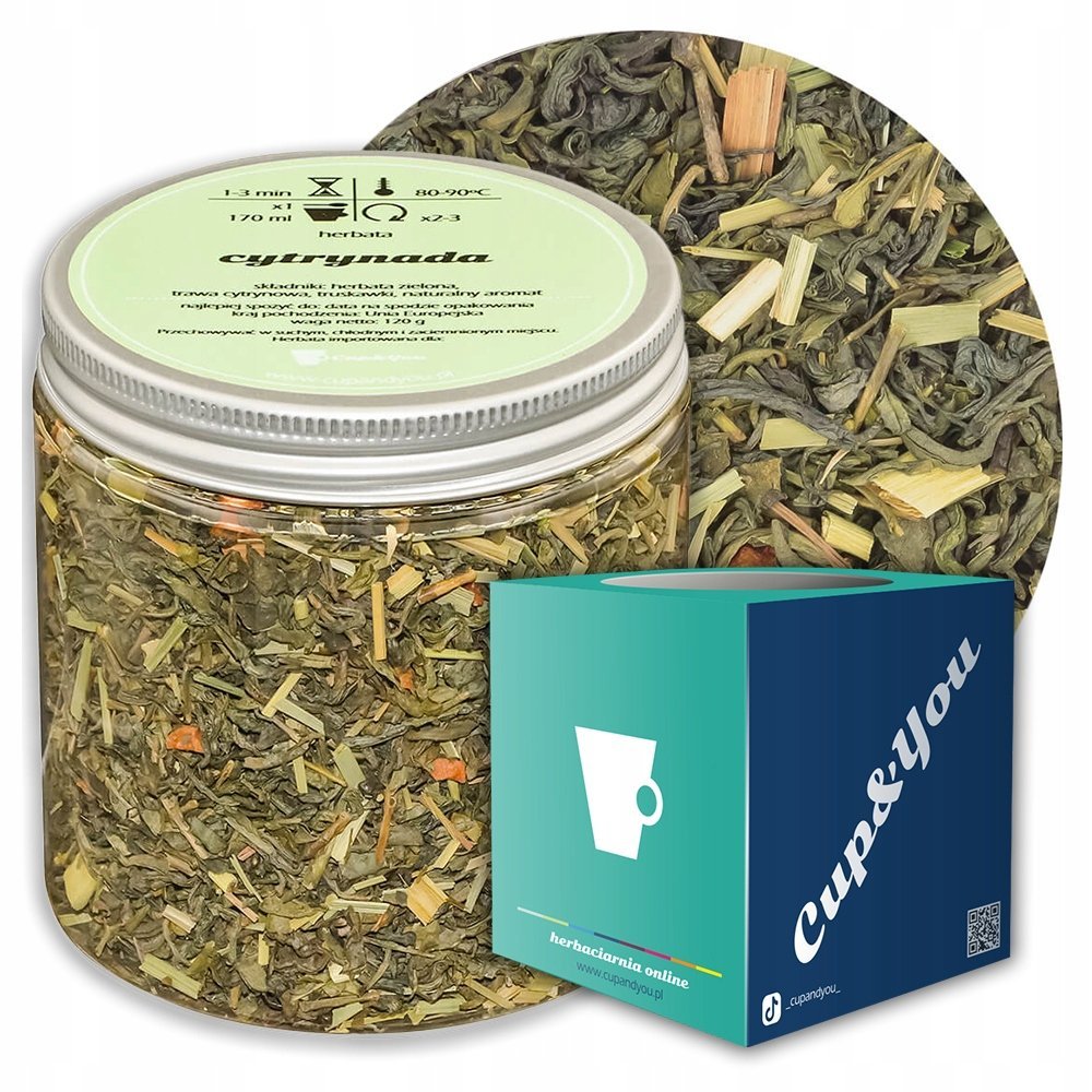 Herbata zielona sypana CYTRYNADA o soczyście cytrusowym smaku PREMIUM - herbata liściasta sypana mieszanka napar susz - gotowa na prezent upominek