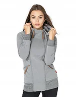 Bluzy damskie - Długa Bluza Damska Rozpinana z Kapturem 372-4 r S - miniaturka - grafika 1