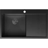 Zlewozmywaki - Mexen Exar zlewozmywak stalowy 1-komorowy z ociekaczem lewy 780 x 480 mm, czarny HC - 6433781010L-70HC - miniaturka - grafika 1