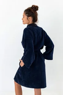 Szlafrok damksi bambusowy Navy granatowy L/XL - Szlafroki damskie - miniaturka - grafika 2