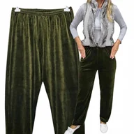 Dresy damskie - oliwka SPODNIE DRESOWE WELUR 50 52 POLSKIE PROSTA NOGAWKA BEZUCISKOWE 3xl - miniaturka - grafika 1