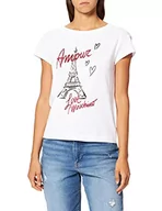 Koszulki i topy damskie - Love Moschino Koszulka damska Boxy Fit Short Sleeved Stretch Cotton Jersey T-Shirt, optical white, 44 - miniaturka - grafika 1