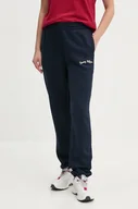 Spodnie damskie - Tommy Hilfiger spodnie dresowe bawełniane kolor granatowy gładkie WW0WW42718 - miniaturka - grafika 1