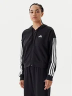 Bluzy damskie - adidas Bluza Essentials 3-Stripes JE0052 Czarny Regular Fit - miniaturka - grafika 1