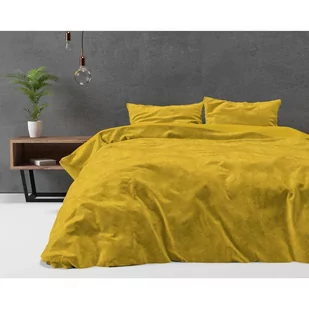 Pościel 200x220 Velvet Uni złota z aksamitu poliestrowego, komplet pościeli dla dwóch osób - Pościel - miniaturka - grafika 1