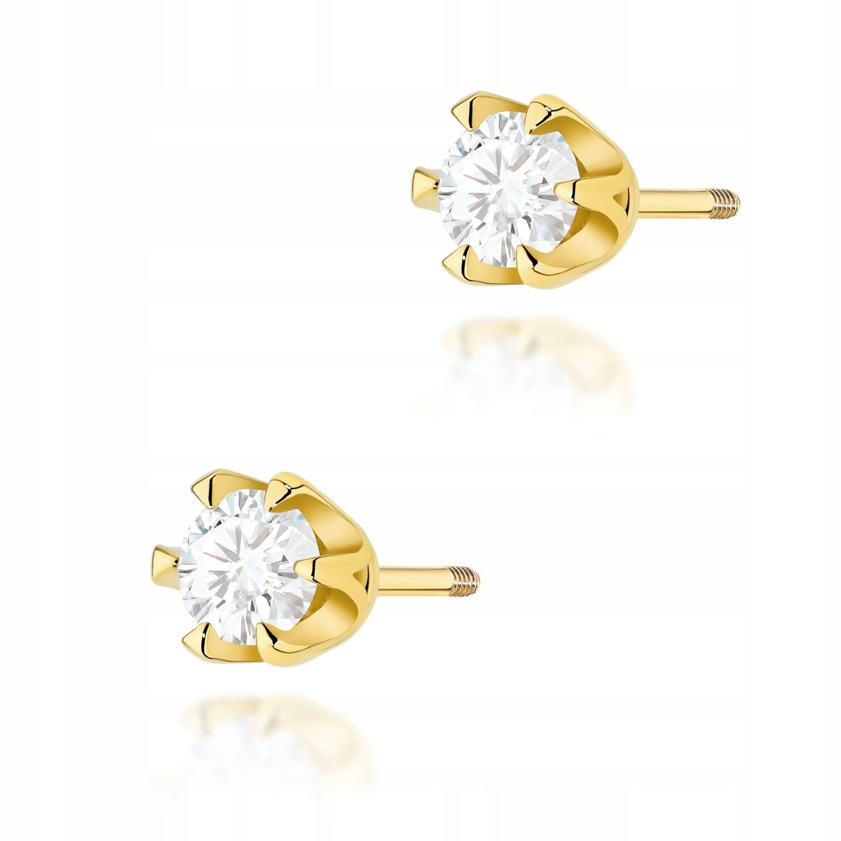 Kolczyki ze złota próby 585 sztyfty zakręcane Diament 2 x 0,30ct na