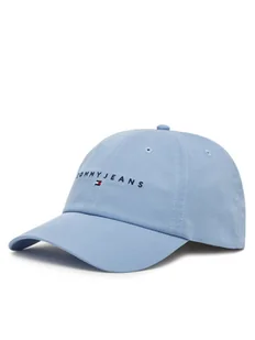 Tommy Jeans Czapka z daszkiem Linear Logo 6 Panel AW0AW16868 Błękitny - Czapki damskie - miniaturka - grafika 1