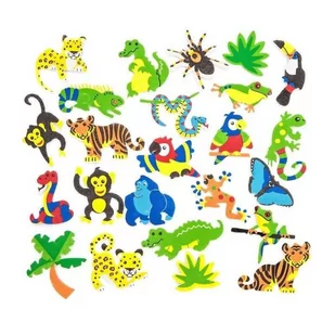 Dalprint Naklejki pianki nadruk dżungla (100) - Przybory szkolne - miniaturka - grafika 1
